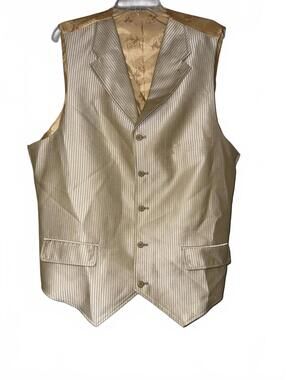 E.J. Samuel Men's Gold Striped Formal Vest